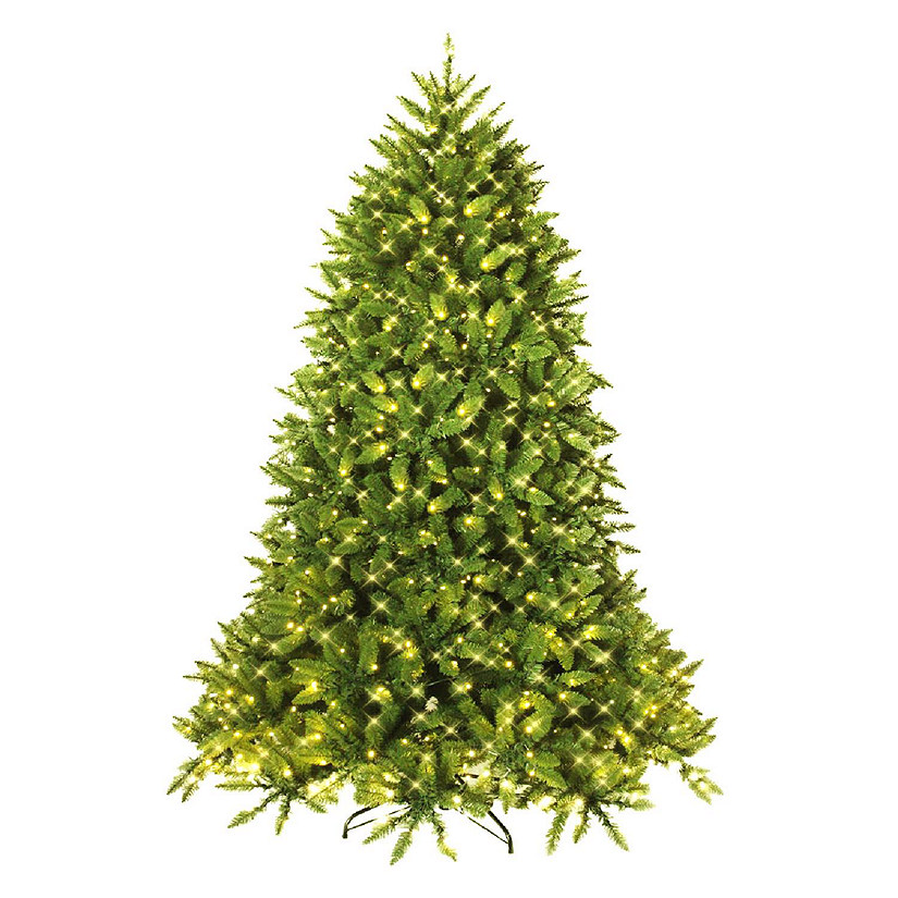 Costway 6ft Pre-lit PVC Christmas Fir Tree Hinged 8 Flash Modes w/ 650 LED Light Image