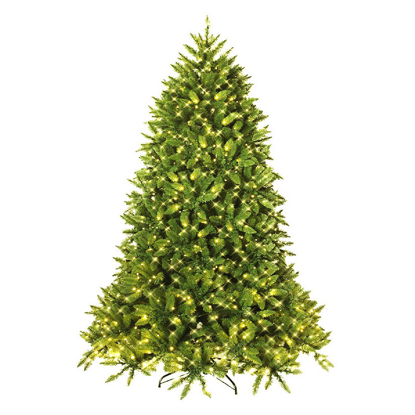 Costway 6ft Prelit PVC Christmas Fir Tree Hinged 8 Flash Modes w/ 650