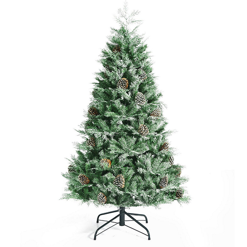 Costway 6ft Snow Flocked Artificial Christmas Tree w/ 715 Glitter PE & PVC Tips Image