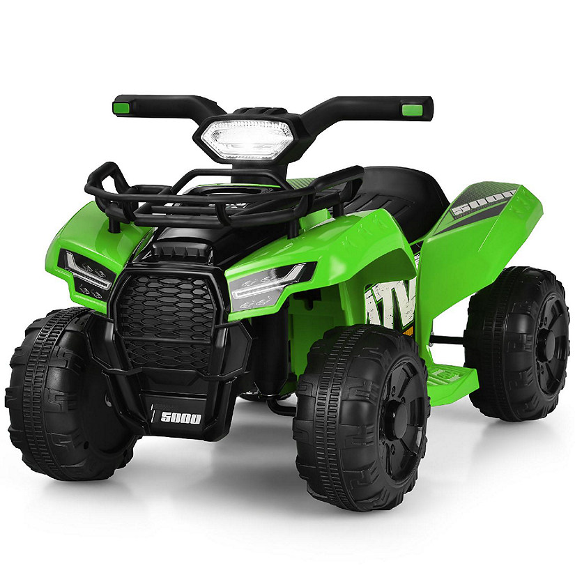 Costway 6V Kids ATV Quad Electric Ride On Car Toy Toddler with LED Light MP3 Green Image