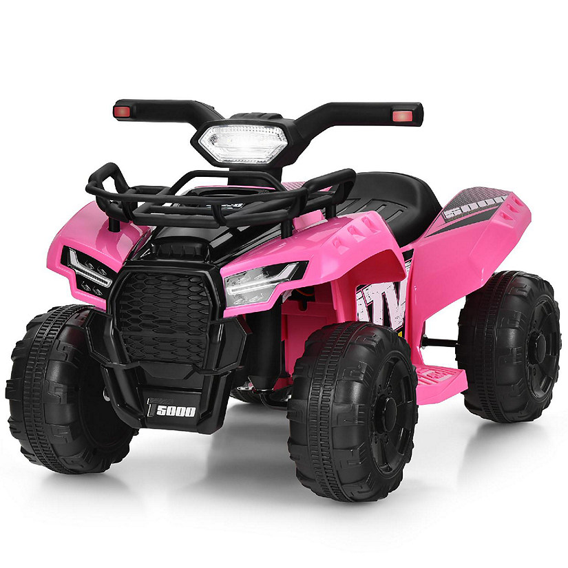 Costway 6V Kids ATV Quad Electric Ride On Car Toy Toddler with LED Light MP3 Pink Image