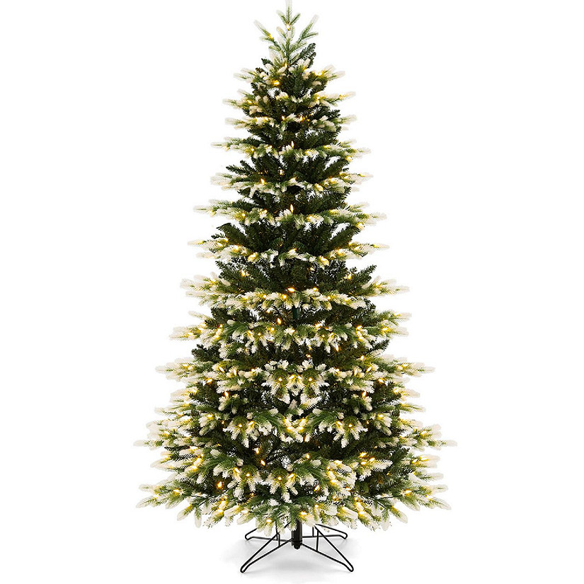 Costway 7 FT Pre-Lit Christmas Tree 3 Modes Hinged with Quick Power Connector & 500 Lights Image