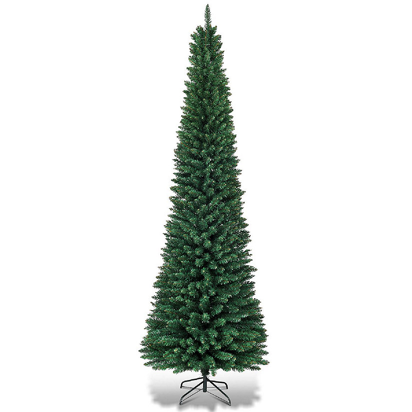 Costway 7Ft PVC Artificial Pencil Christmas Tree Slim Stand Green Image