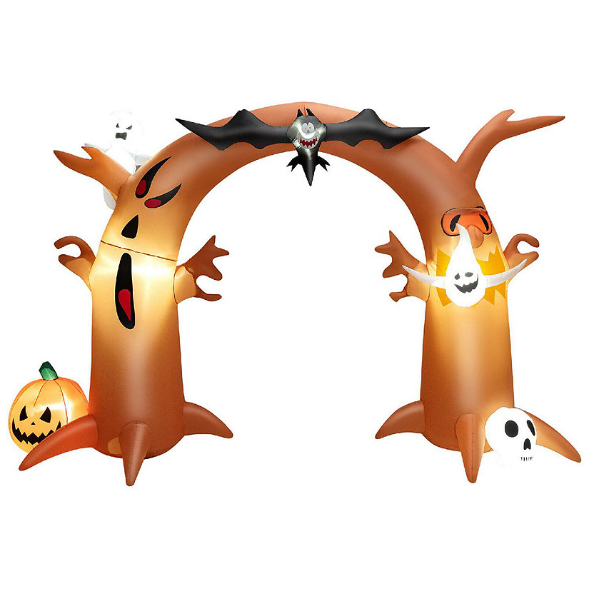 Costway 8 Ft Tall Halloween Inflatable Dead Tree Archway Decor w/ Bat Ghosts & LED Lights Image