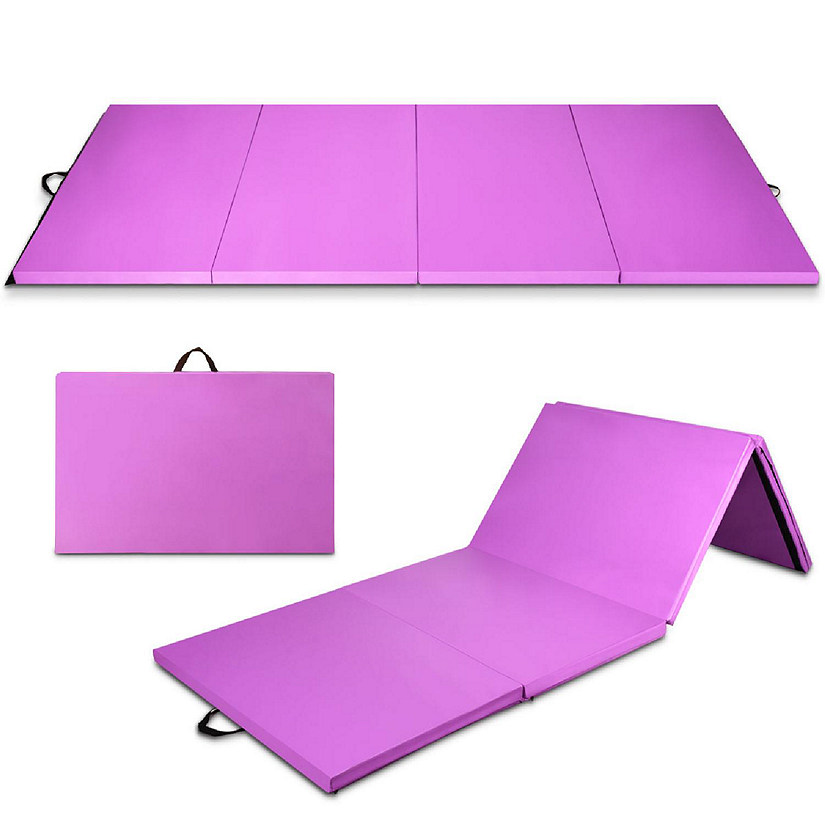 Costway 8' x 4' x 2'' Folding Gymnastics Tumbling Gym Mat Stretching Yoga Purple Image