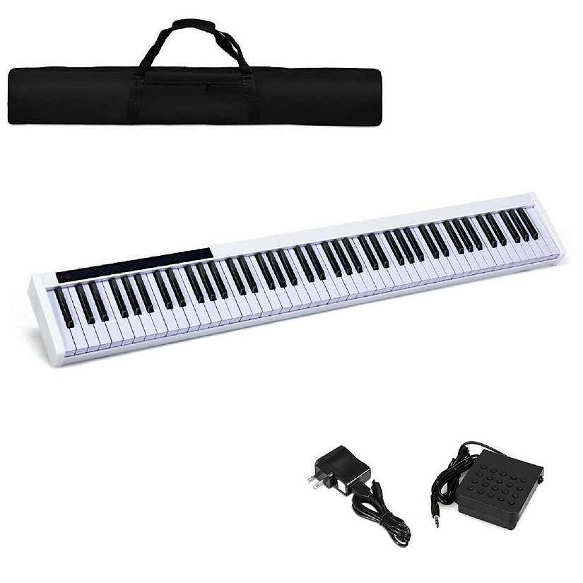Costway 88 Keys Portable Digital Piano Toy w/ Power Supply Sustain Pedal White Image