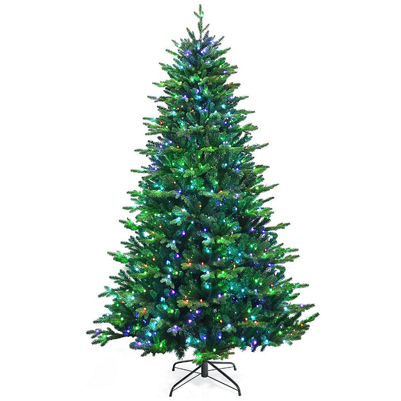 Costway 8ft App-Controlled Pre-lit Christmas Tree w/ 15 Modes Multicolor Lights Image