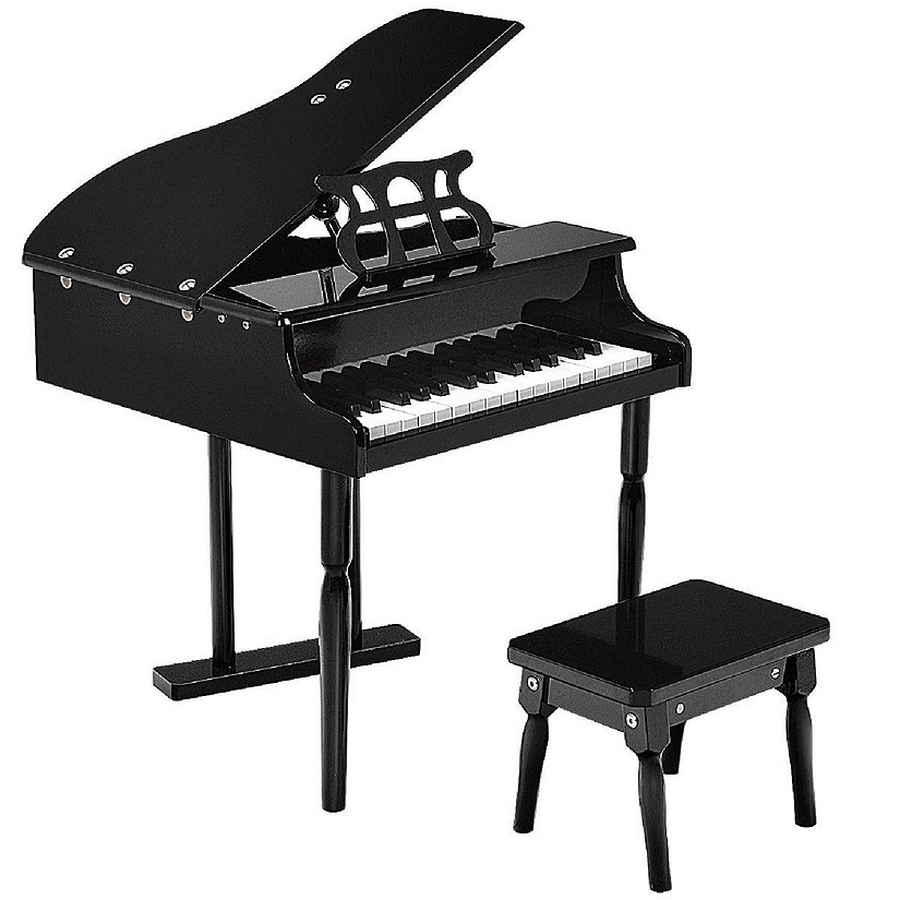 Costway Children 30 Key Toy Grand Baby Piano with Kids Bench Wood Black Image