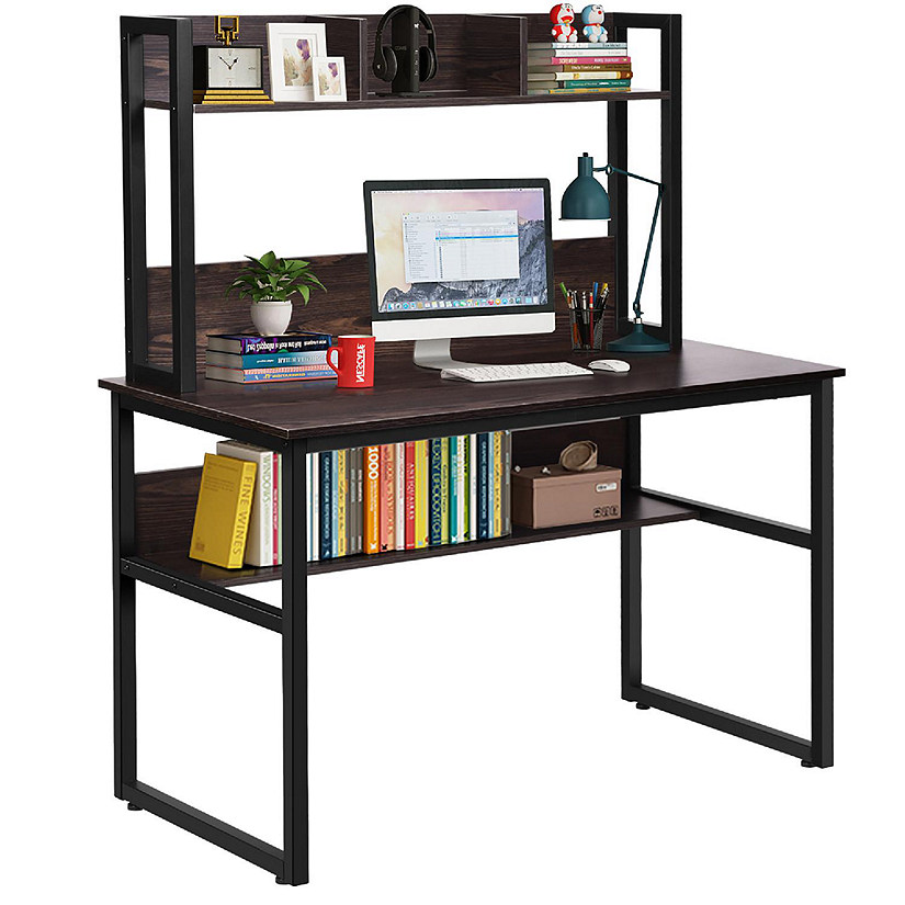 Costway Computer Desk with Hutch Bookshelf Home Office Study Wrting