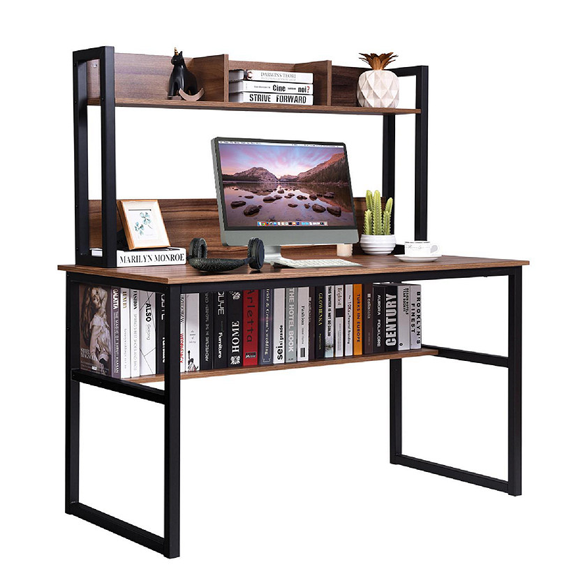 Costway Computer Desk with Hutch Bookshelf Storage Wrting Desk Home Office  Study Table | Oriental Trading