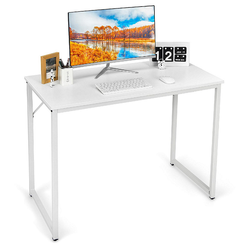 Costway Home Office Computer Desk White Study Desk Laptop Table