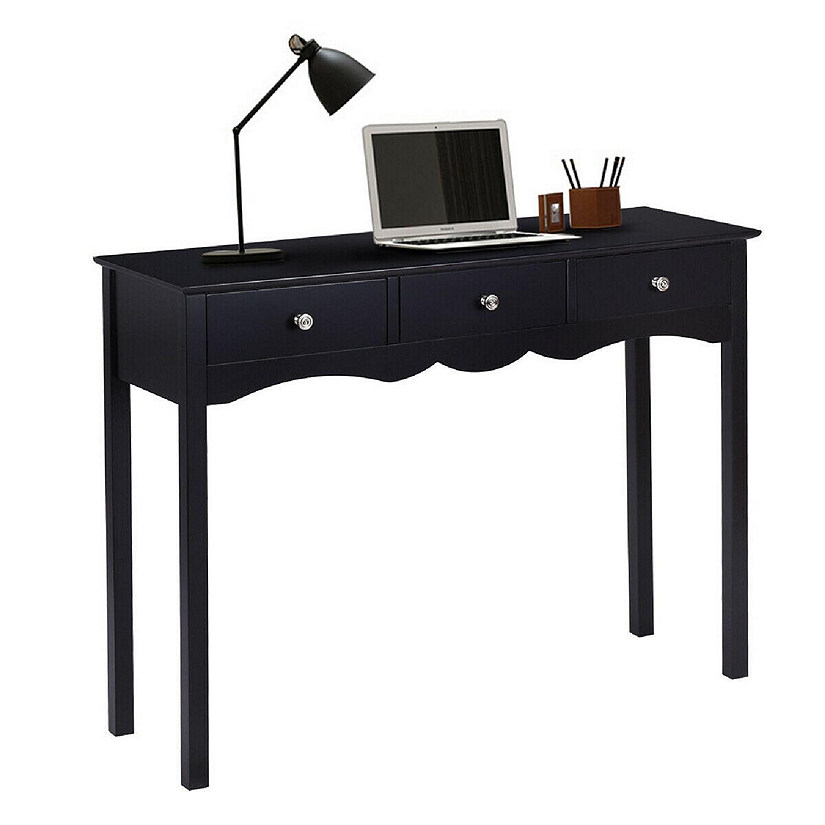 Costway Console Table Hall table Side Table Desk Accent Table 3 Drawers Entryway Black Image