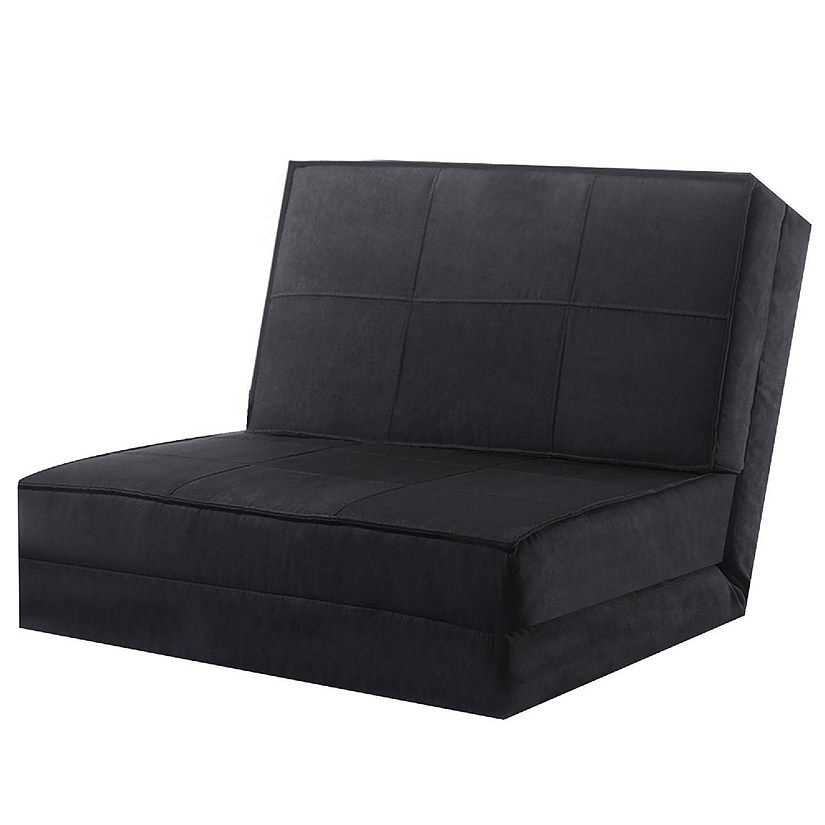 Costway Convertible Fold Down Chair Flip Out Lounger Sleeper Bed Couch Black Image
