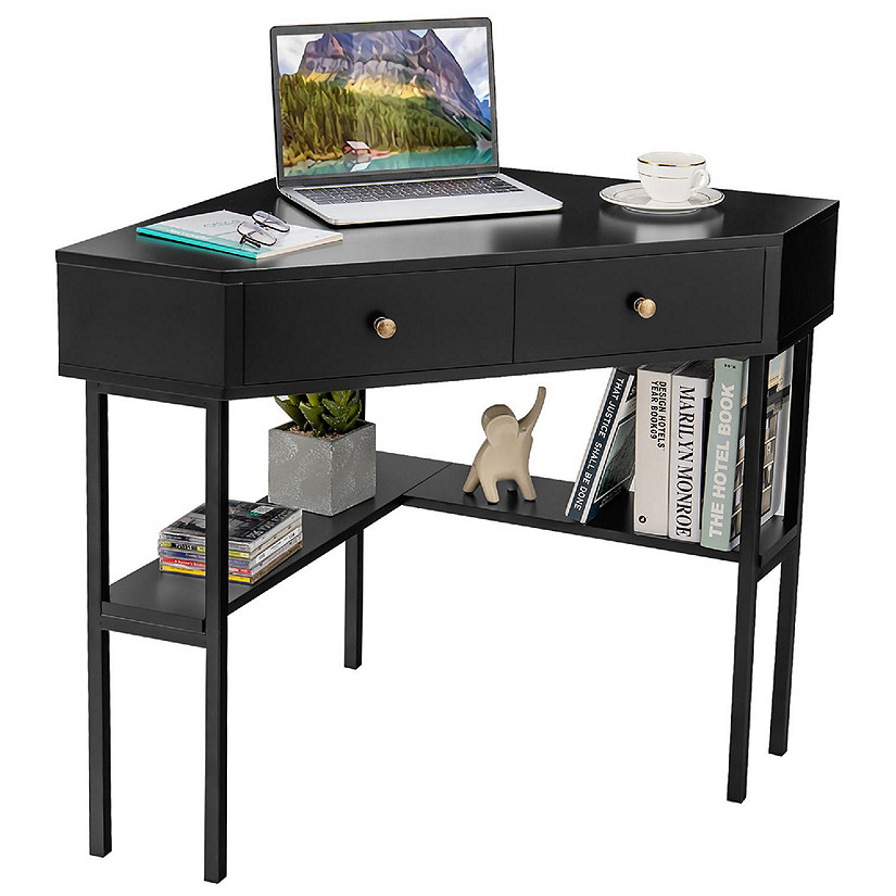 Costway Corner Computer Desk Writing Workstation Study Desk w/ 2