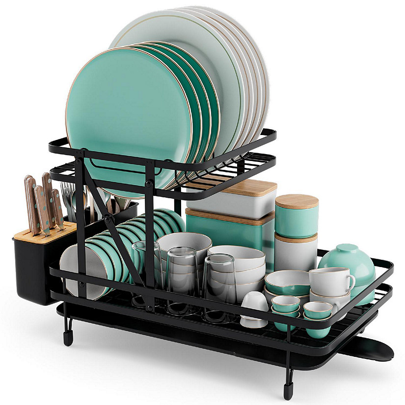 1pc Dish Drying Rack And Drainboard Set, Kitchen Counter Dish
