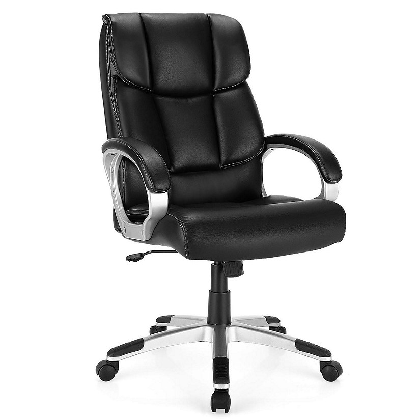 Costway Executive High Back Big & Tall Leather Adjustable Computer Desk Chair Image