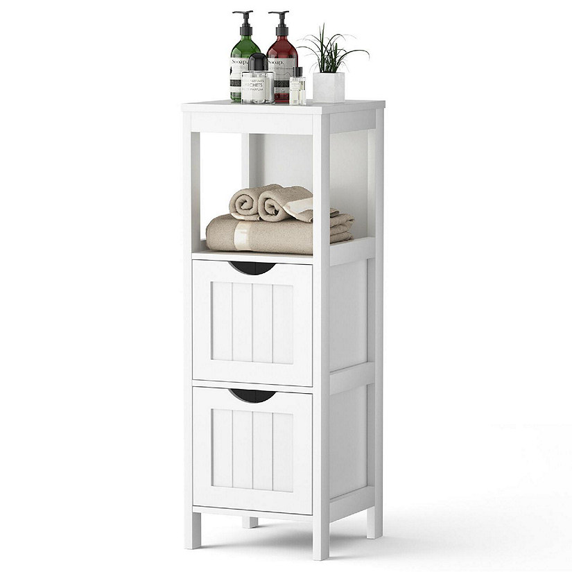 Costway Floor Cabinet Multifunction Bathroom Storage Organizer Rack w/2 ...