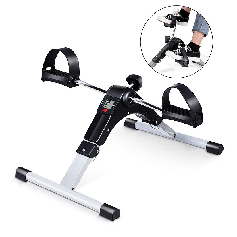 Costway Folding Fitness Pedal Stationary Under Desk Indoor Exercise Bike for Arms Legs Image