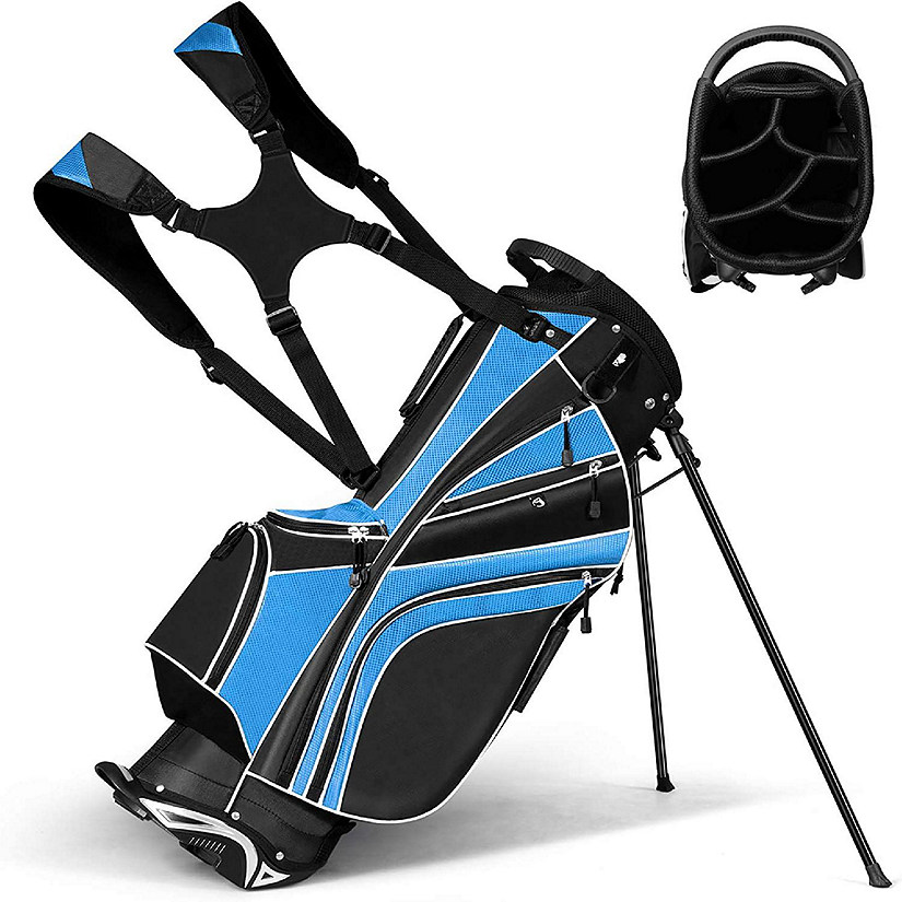 Costway Golf Stand Cart Bag Club w/6 Way Divider Carry Organizer Pockets Storage Blue Image