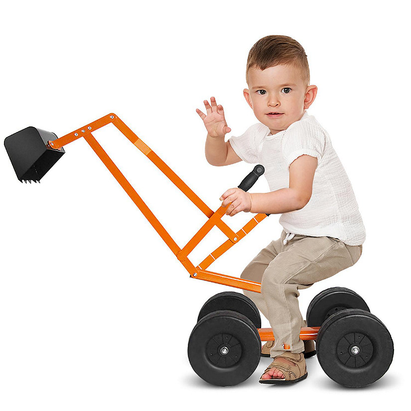 Costway Heavy Duty Kid Ride-on Sand Digger Digging Scooper Excavator for Sand Toy Orange Image