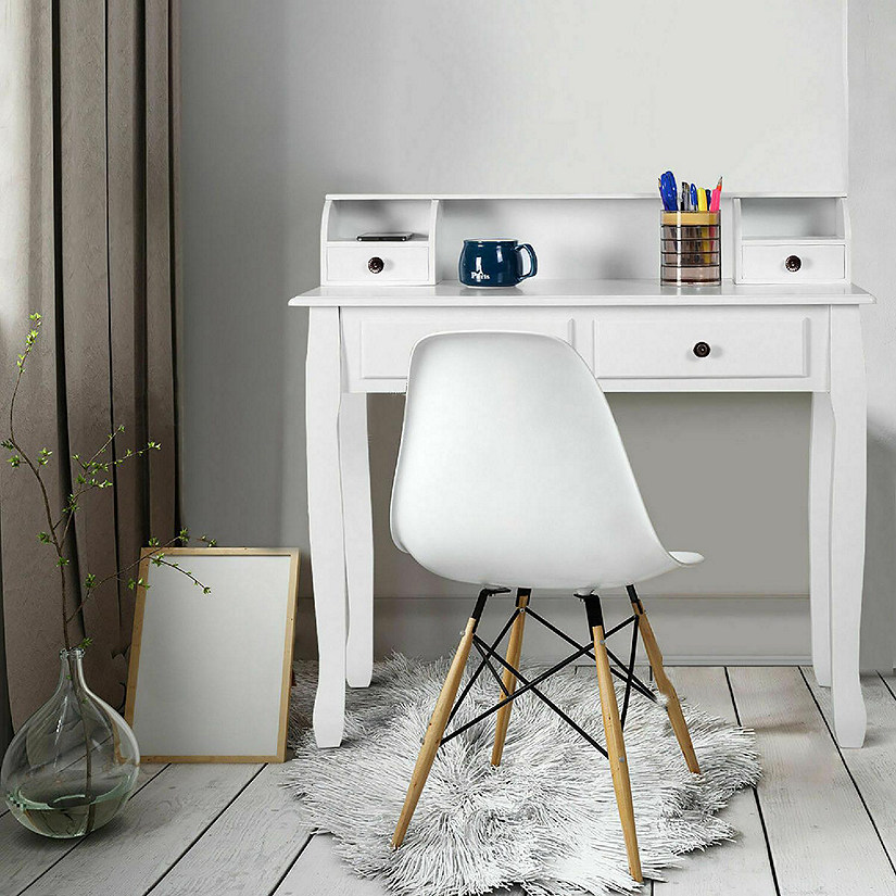 Costway Home Office Computer Desk Writing Desk with 4 Drawer White Image