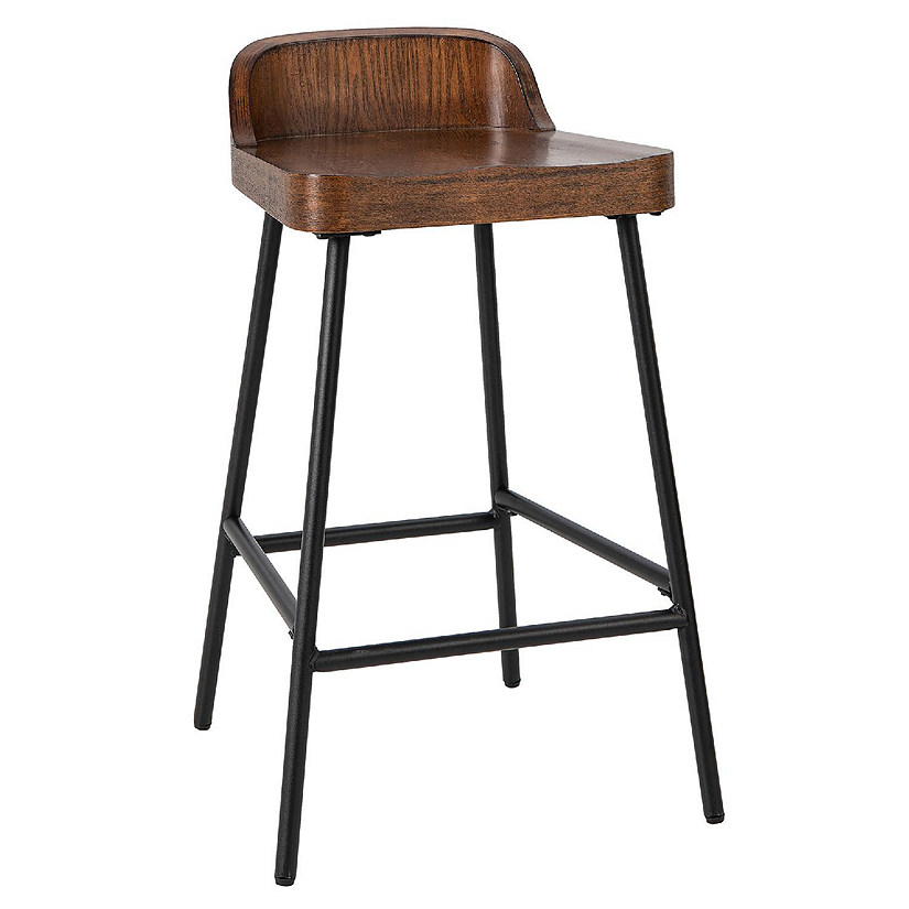 Costway Industrial 24.5'' Bar Stool Counter Height Saddle Seat Kitchen Stool w/ Low Back Image