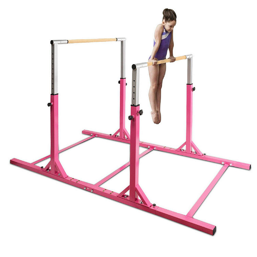 Costway Kids Gymnastics Parallel Bars Double Horizontal Bars Adjustable Width Height Image