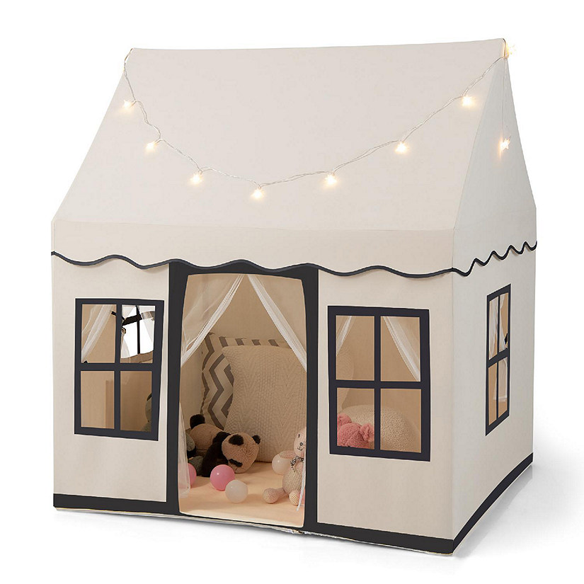 Costway Kids Play Castle Tent Large Playhouse Toys Gifts w/ Star Lights Washable Mat Image