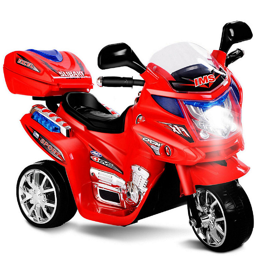 Costway Kids Ride On Motorcycle 3 Wheel 6V Battery Powered Electric Toy Power Bicycle Red Image
