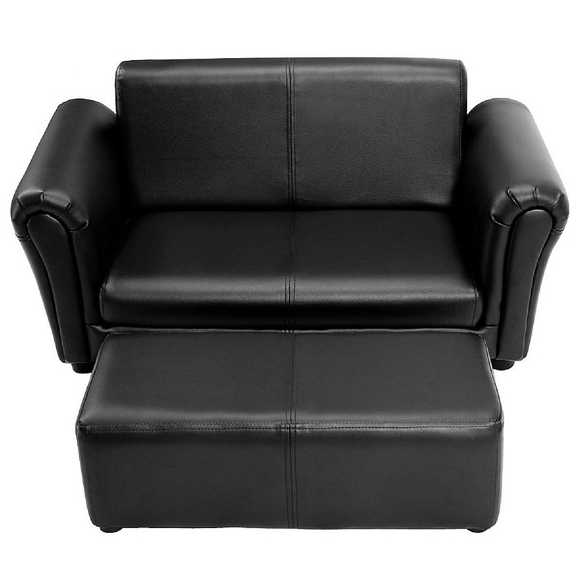 Costway Kids Sofa Armrest Chair Couch Lounge in Black Image