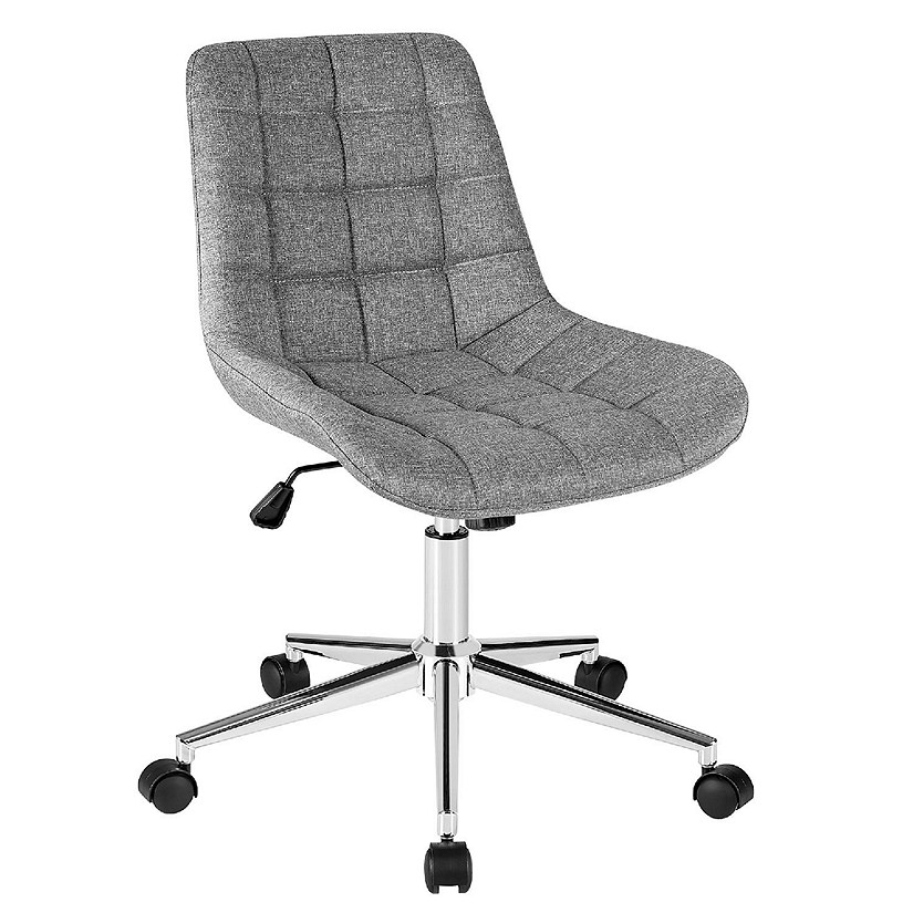 Costway Mid Back Armless Office Chair Adjustable Swivel Fabric Task Desk Chair Image
