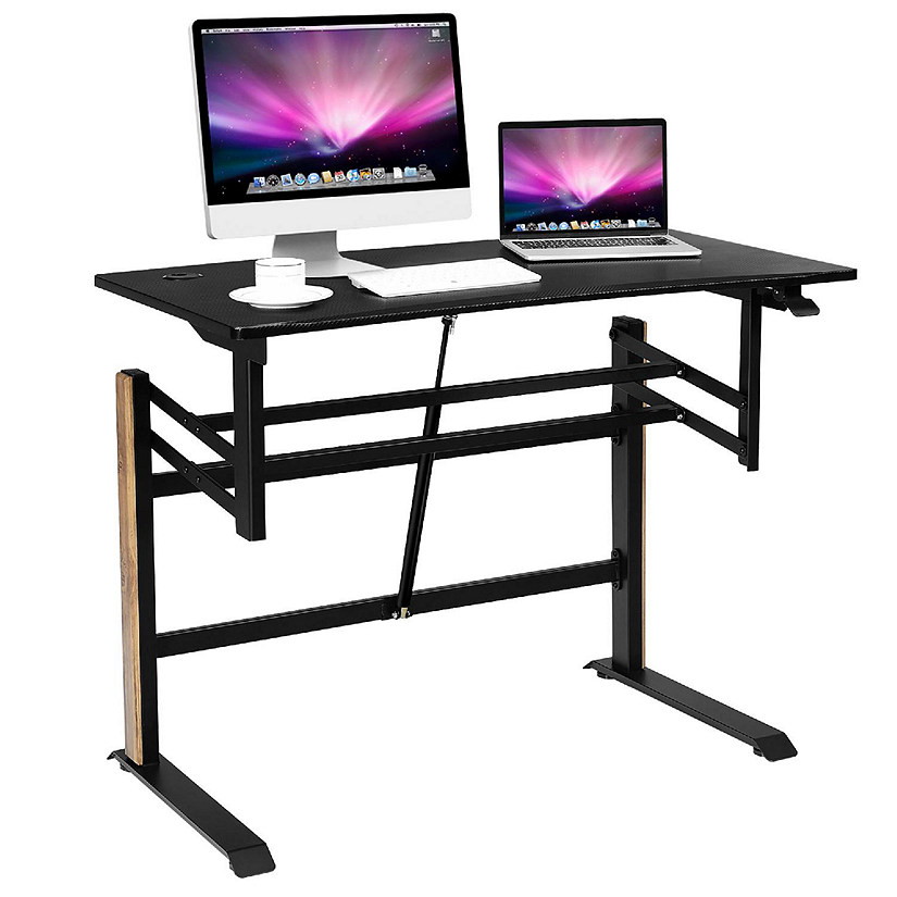 Costway Pneumatic Height Adjustable Standing Desk Sit to Stand Computer Desk Workstaion Image