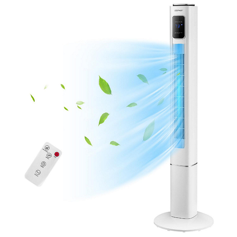 Costway Portable 48'' Oscillating Standing Tower Fans w/3 Speeds Remote Control Bladeless Image