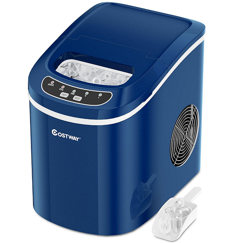 Costway Portable Compact Electric Ice Maker Machine Mini Cube 26lb/Day ABS Navy Image