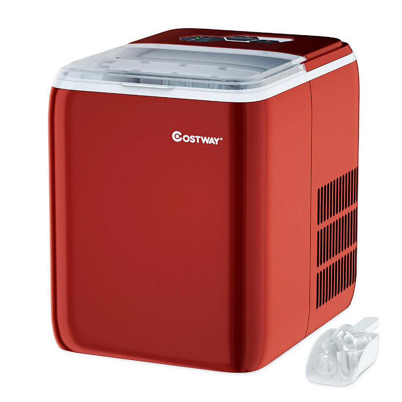 Costway Portable Countertop Ice Maker Machine 44Lbs/24H Self-Clean w/Scoop Red Image