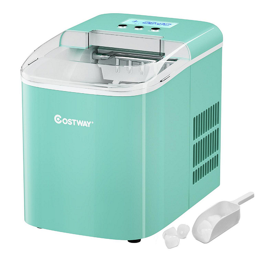 Costway Portable Ice Maker Machine Countertop 26LBS/24H LCD Display w/Ice Scoop Green Image