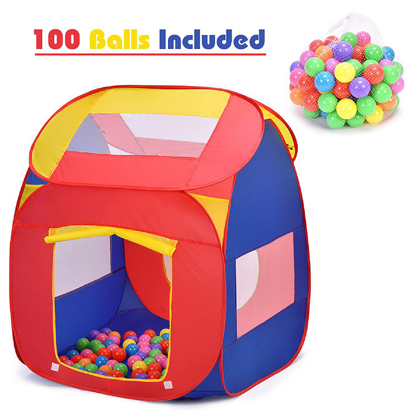 Costway Portable Kid Baby Play House Indoor Outdoor Toy Tent Game Playhut With 100 Balls Image
