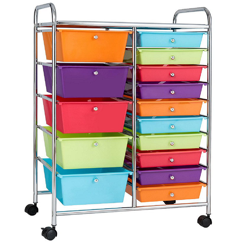 Costway  Rolling Storage Cart wIth 15 Drawers Image