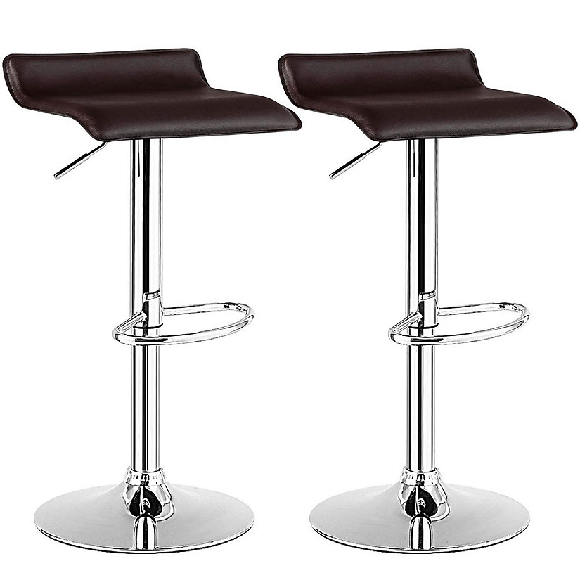Costway Set of 2 Swivel Bar Stool PU Leather Adjustable Kitchen Counter Bar Chair Coffee Image