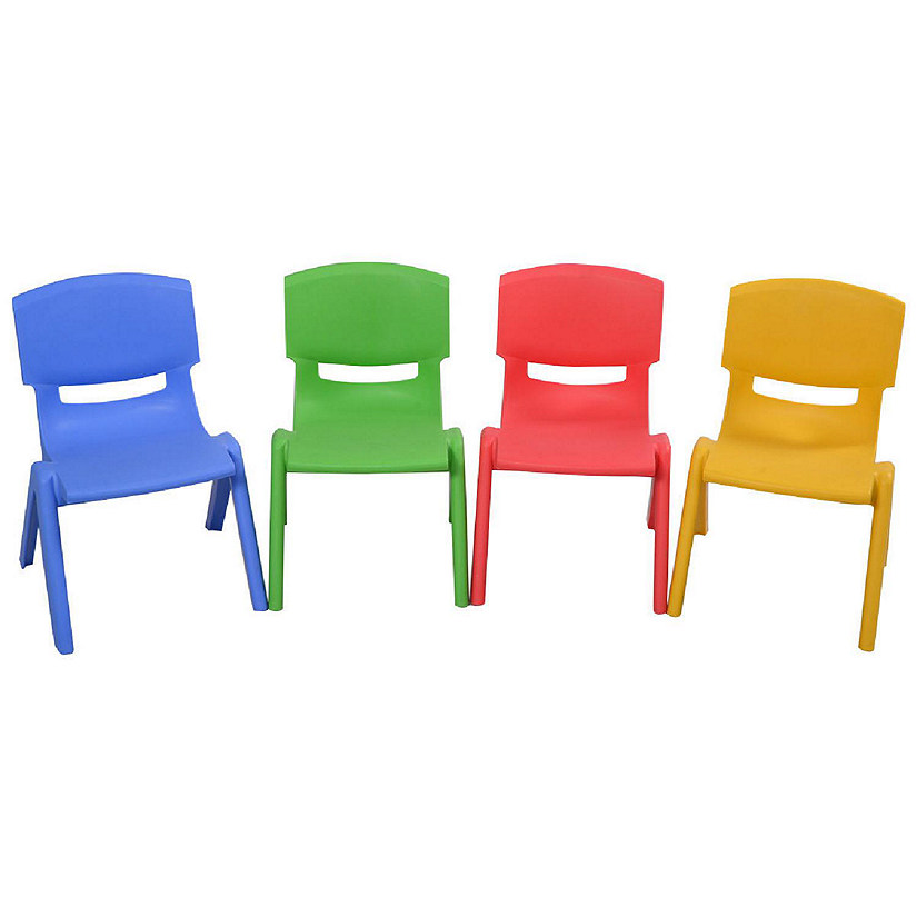 Costway Set of 4 Kids Plastic Chairs Stackable Play and Learn Furniture Colorful Image