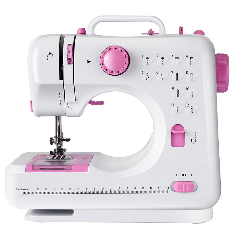 12 Stitches Sewing Machine, Multifunctional Mini Portable Sewing Machine  Basic Easy to Use for Adults and Kids, Two-Thread Lockstitch with High &  Low