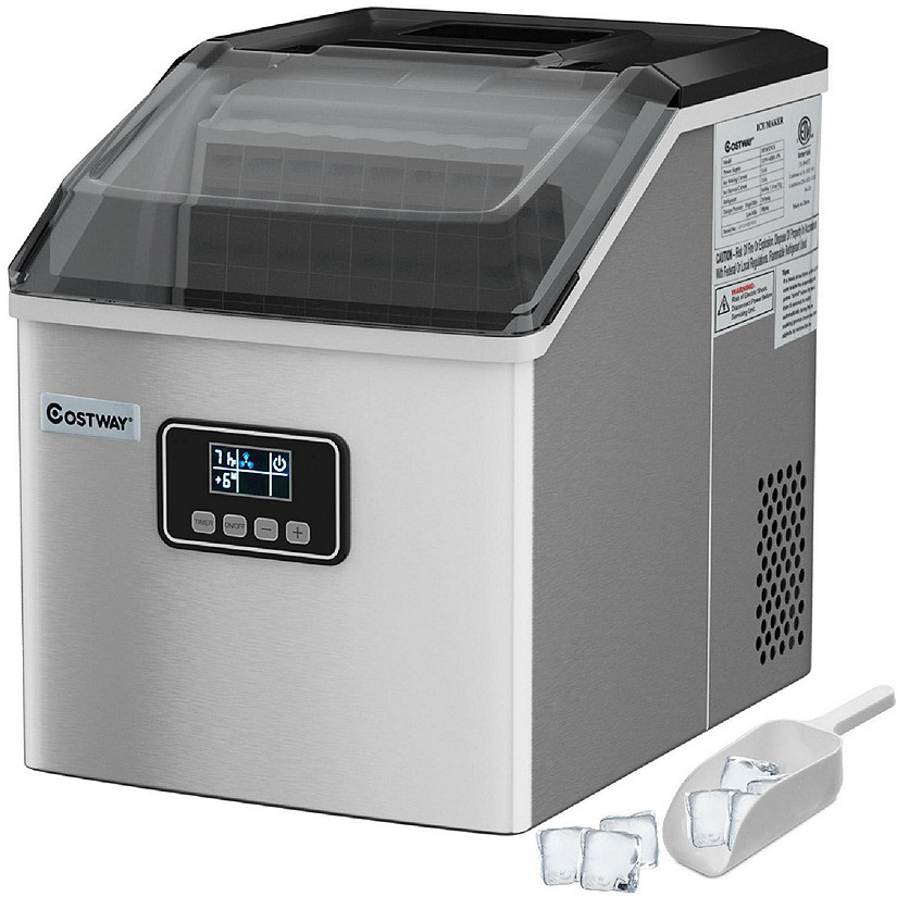 Costway Stainless Steel Ice Maker Machine Countertop 48Lbs/24H Self-Clean with LCD Display Image