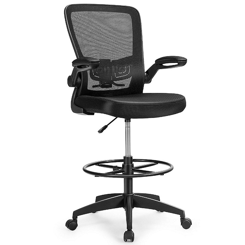 Costway Tall Office Chair Adjustable Height w/Lumbar Support Flip Up Arms Image