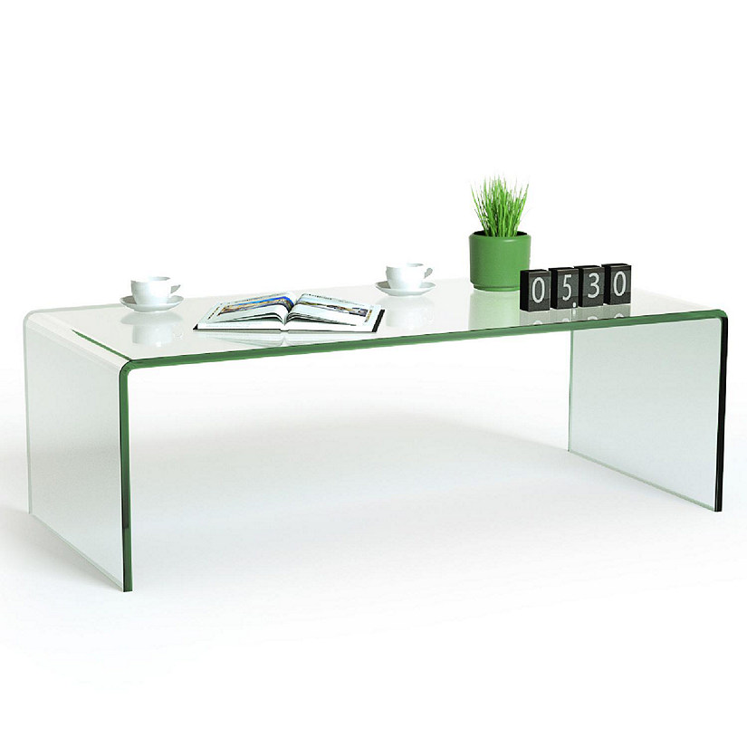 Costway Tempered Glass Coffee Table Accent Cocktail Side Table Living Room Furniture Image