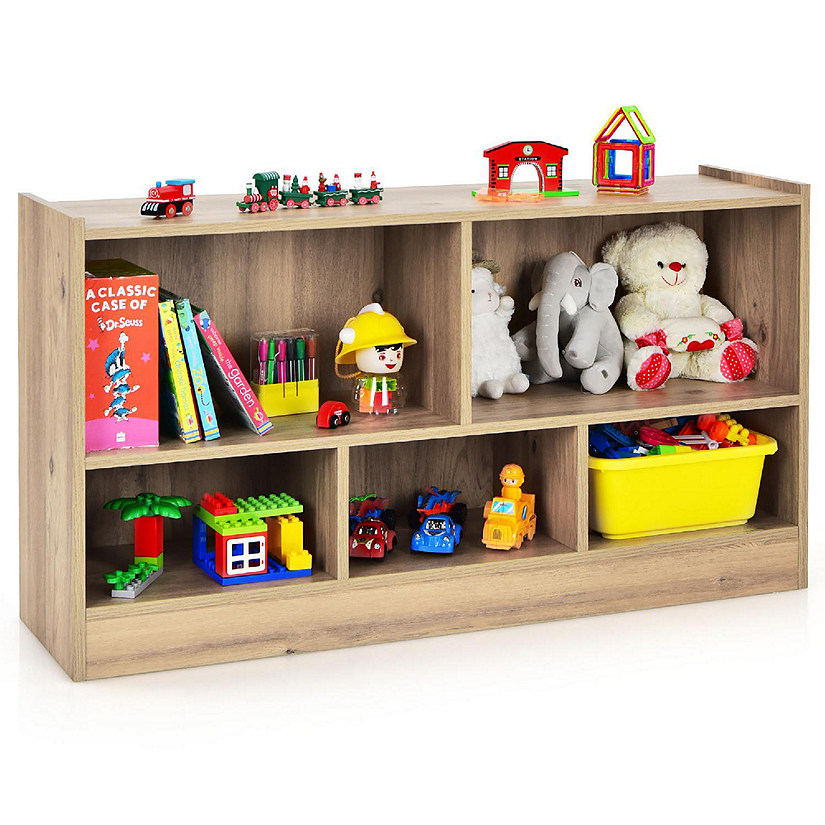 Costway Wooden 5 Cube Chidren Storage Cabinet Bookcase Toy Storage Kids Rooms Classroom Image