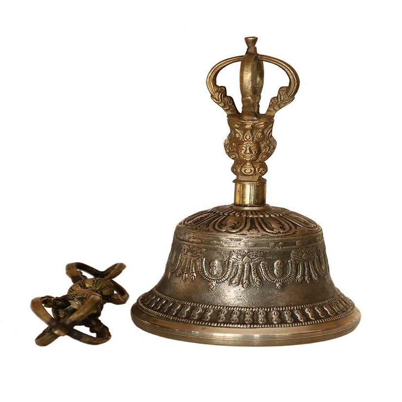 Cottage Handicraft ,Tibetan Bell & Dorje, Large with free Elephant Gift Image