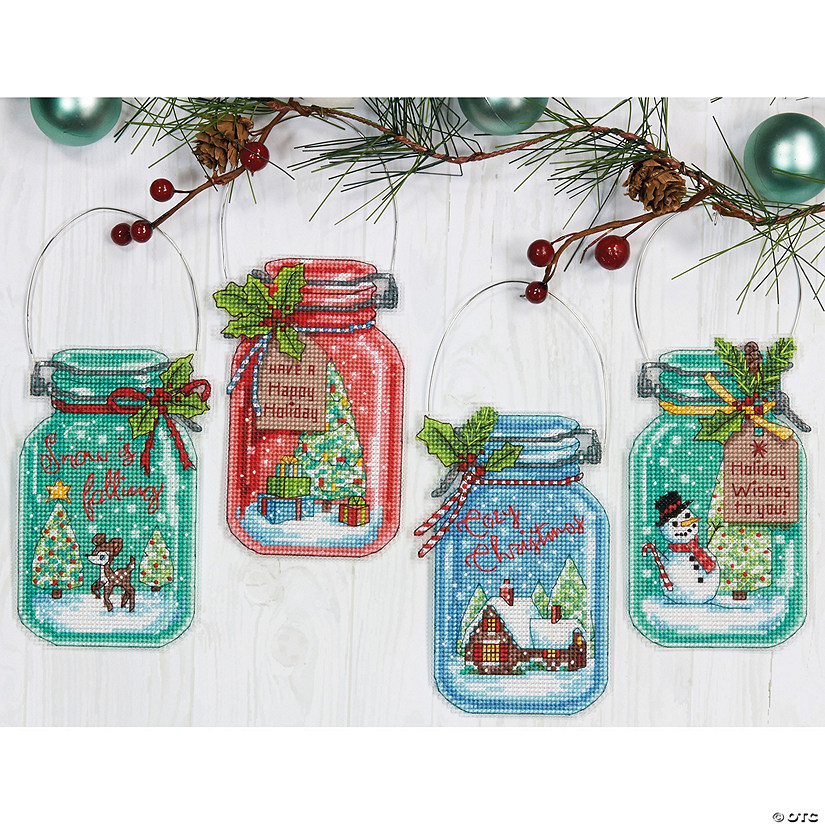 Counted Cross Stitch Kit - Christmas Jar Ornaments ...