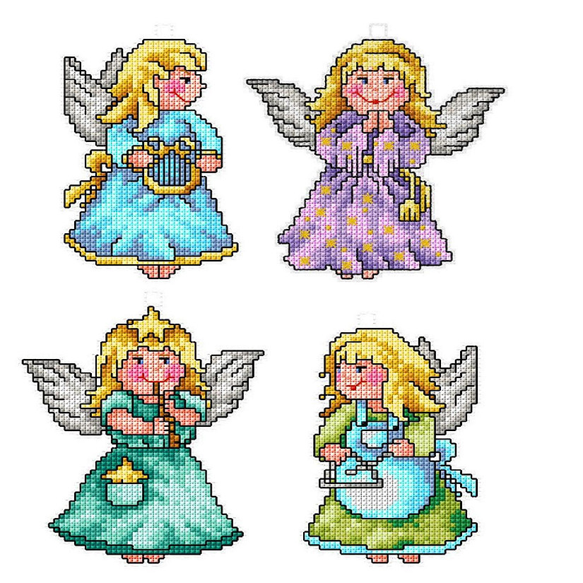 Counted cross stitch kit with plastic canvas "Angels" set of 4 designs 7610 Image
