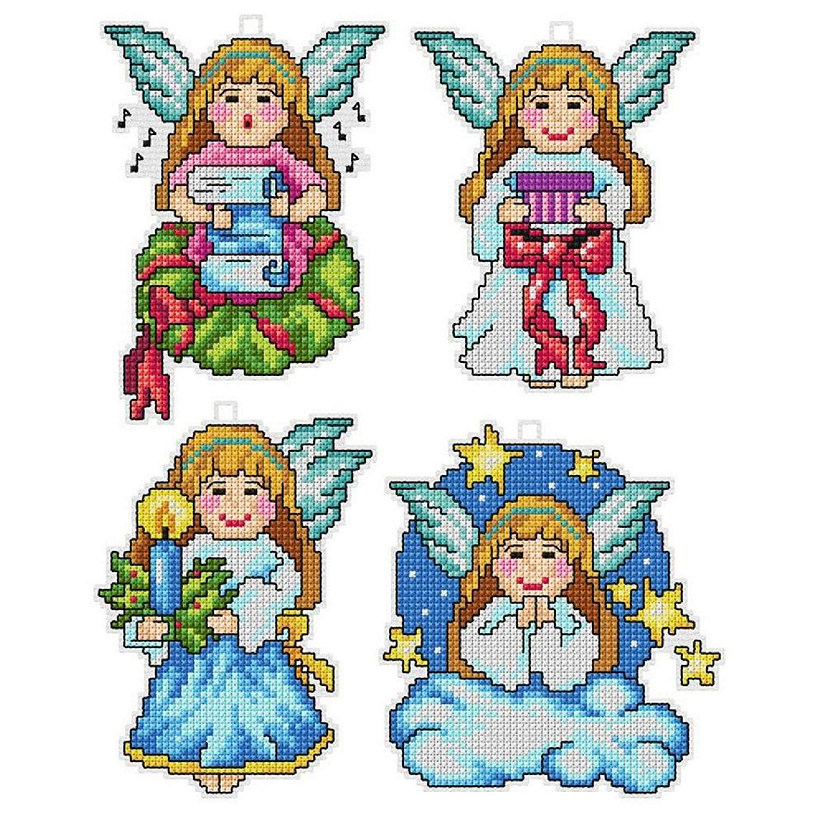 Counted cross stitch kit with plastic canvas "Angels" set of 4 designs 7655 Image