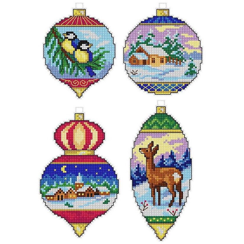 CHRISTMAS BALL TOY Cross Stitch Kit, 14 count plastic canvas, size 9 x 10  cm, CRYSTAL ART (T-13) – Leo Hobby